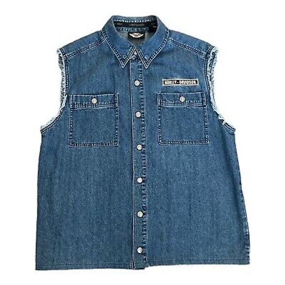 Harley Davidson Other - Harley Davidson Denim Vest X-Large Blue cut off